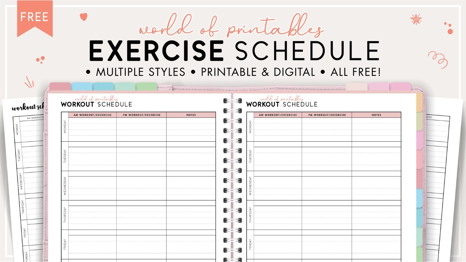 Free Printable Exercise Schedule Template World Of Printables Free Printable Exercise Schedule Template World Of Printables