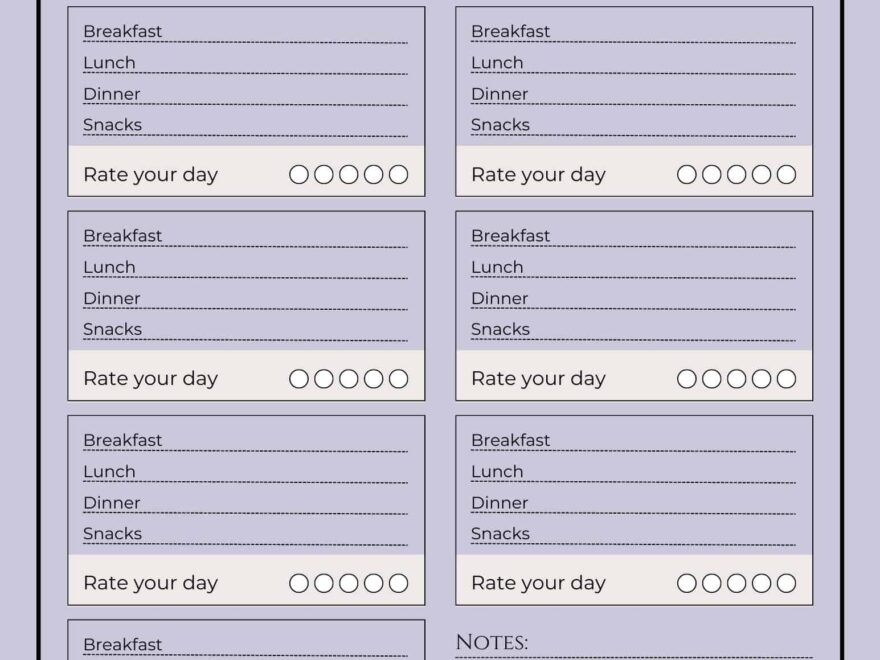 Free Printable Food Diary Templates Word Excel PDF