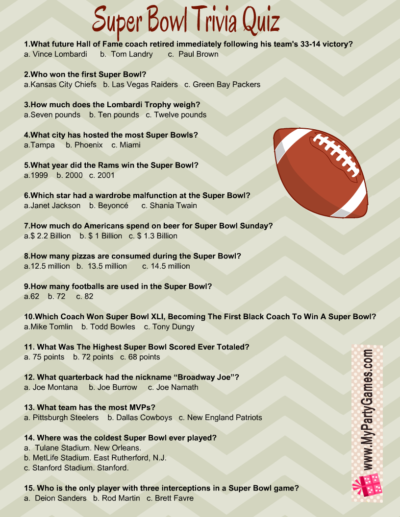 Nfl Trivia Questions And Answers Printable Nfl Trivia Questions And Answers Printable