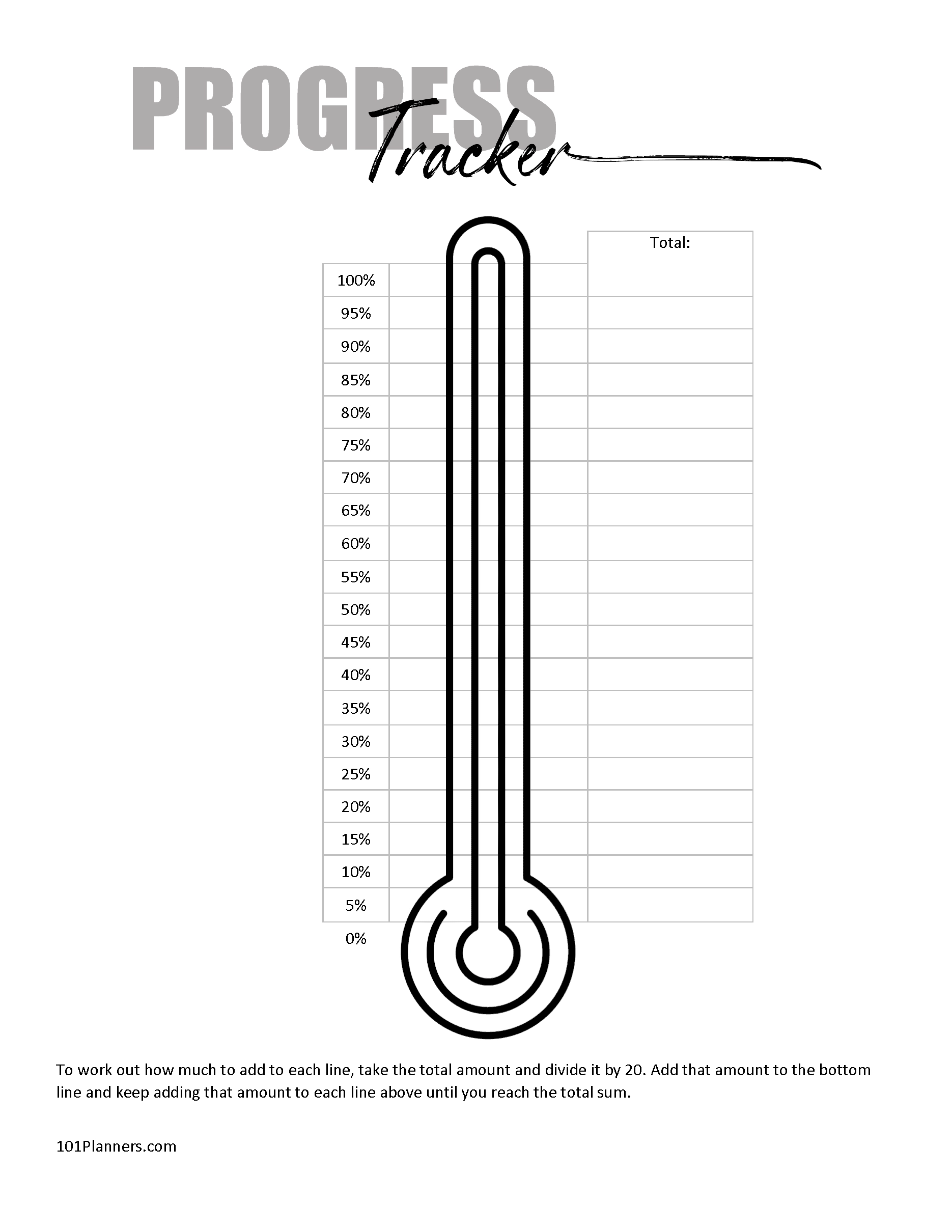 Free Printable Goal Chart Templates Trackers Instant Download
