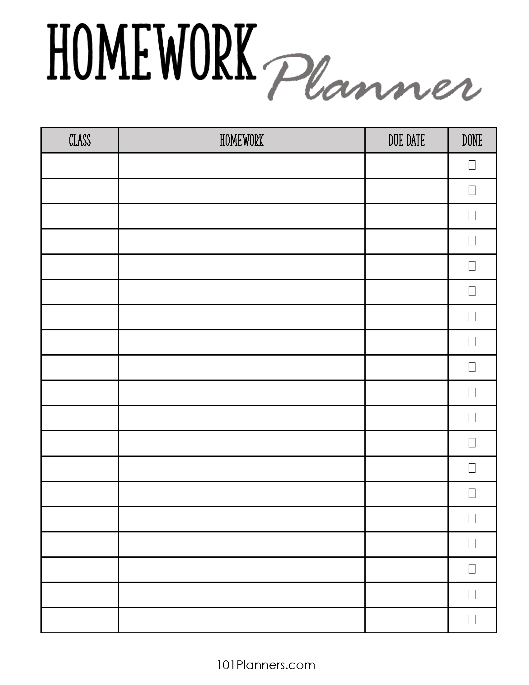 FREE Printable Homework Planner Template PDF Word Excel Or Jpg FREE Printable Homework Planner Template PDF Word Excel Or Jpg
