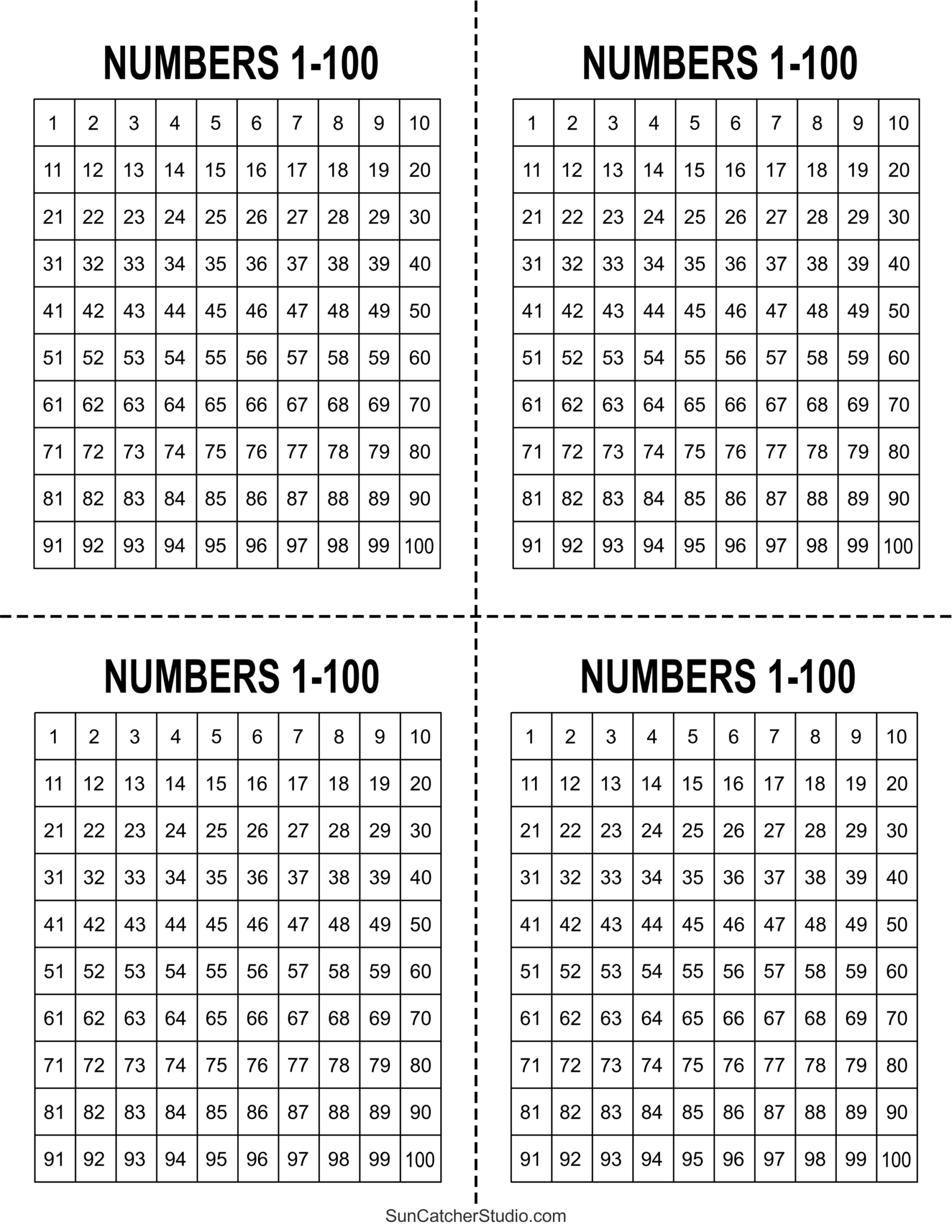 Free Printable Hundreds Charts Numbers 1 To 100 DIY Projects Worksheets Library