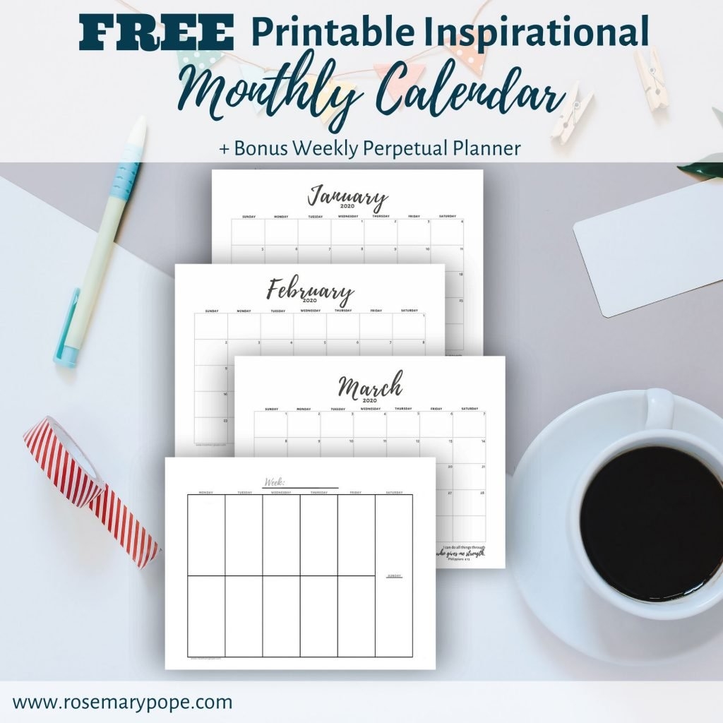 FREE Printable Inspirational Calendar Bonus Perpetual Weekly Planner Rosemary Pope
