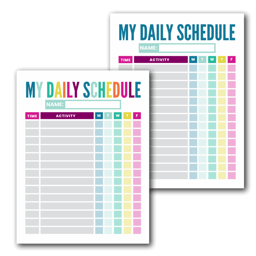 Free Printable Kid s Daily Schedule Template The Incremental Mama