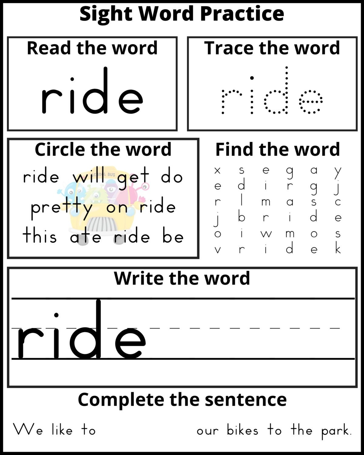 Free Printable Kindergarten Word Work Sheet Free Printable Kindergarten Word Work Sheet