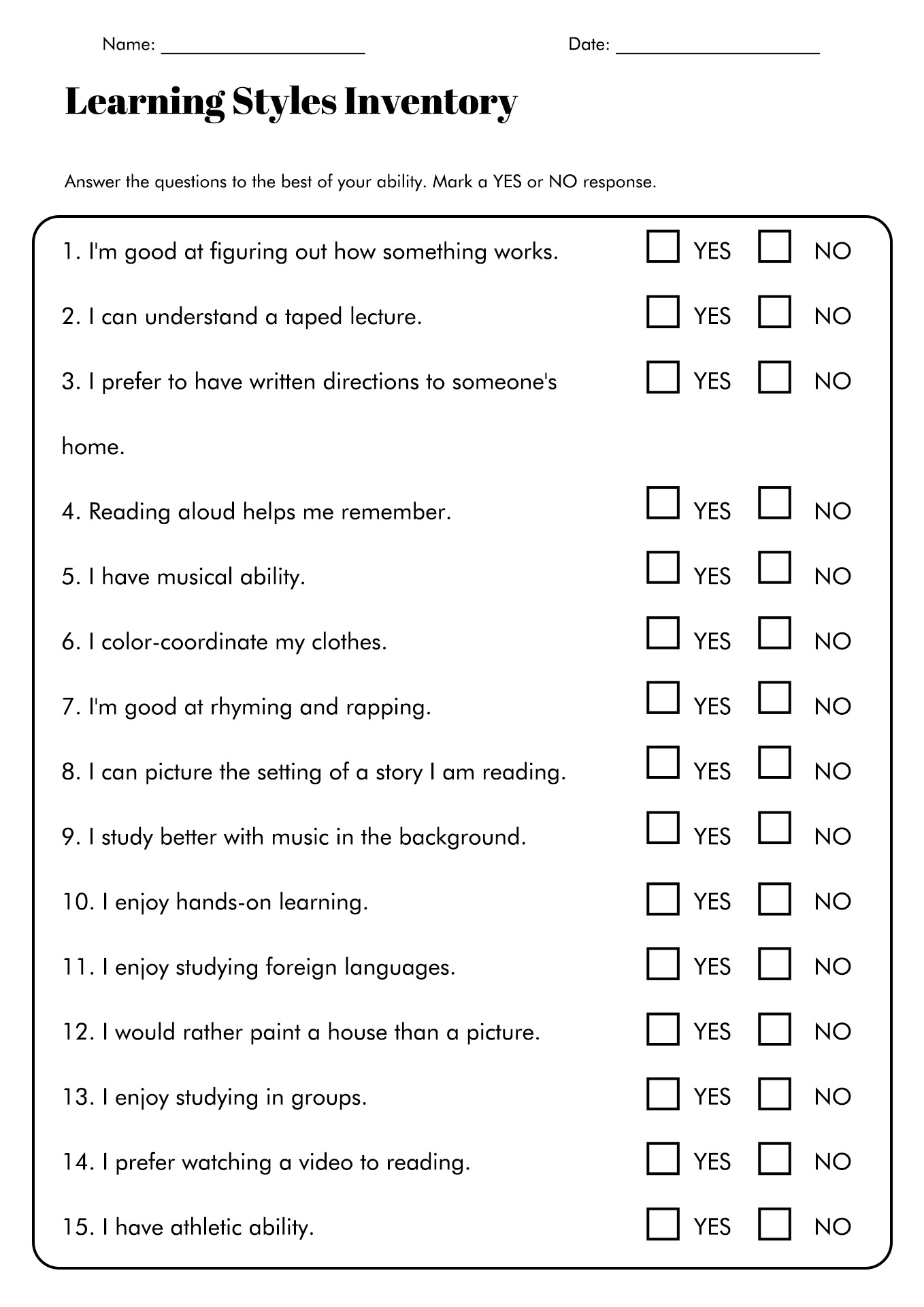 Free Printable Learning Styles Questionnaire Download Free Printable Learning Styles Questionnaire Png Images Free Worksheets On Clipart Library