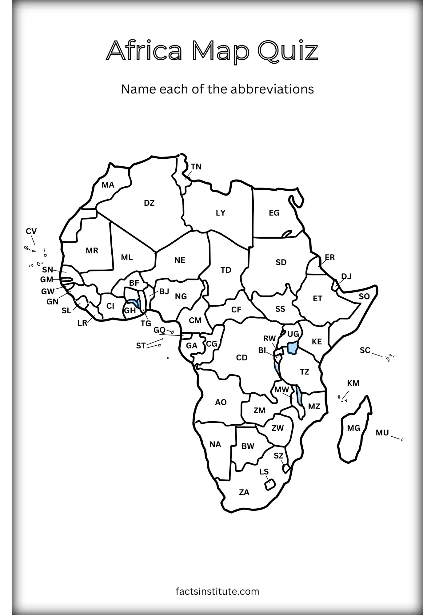 Free Printable Map Of Africa The Facts Institute Free Printable Map Of Africa The Facts Institute