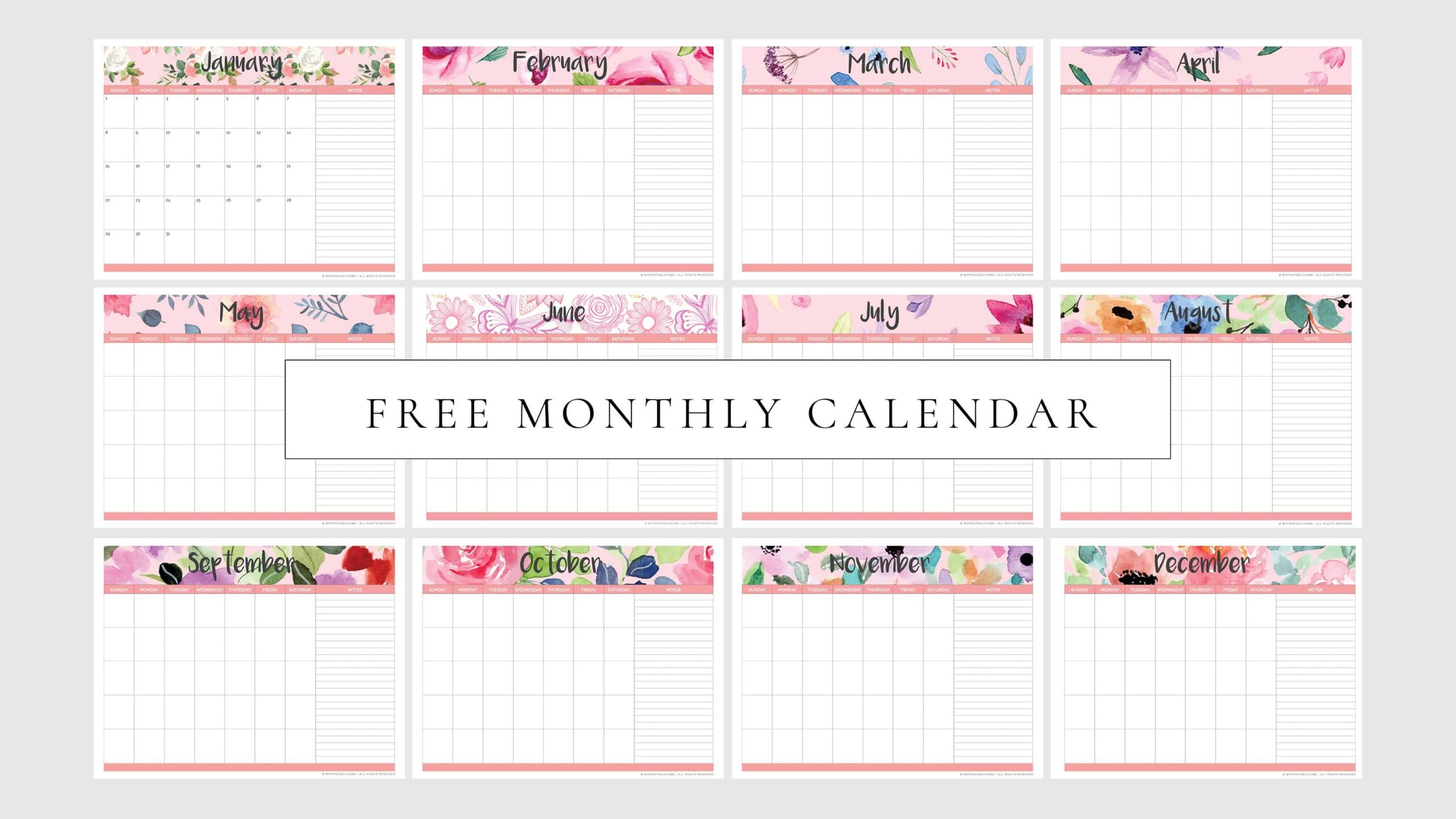 FREE Printable Monthly Planner Calendar Undated My Printable Home