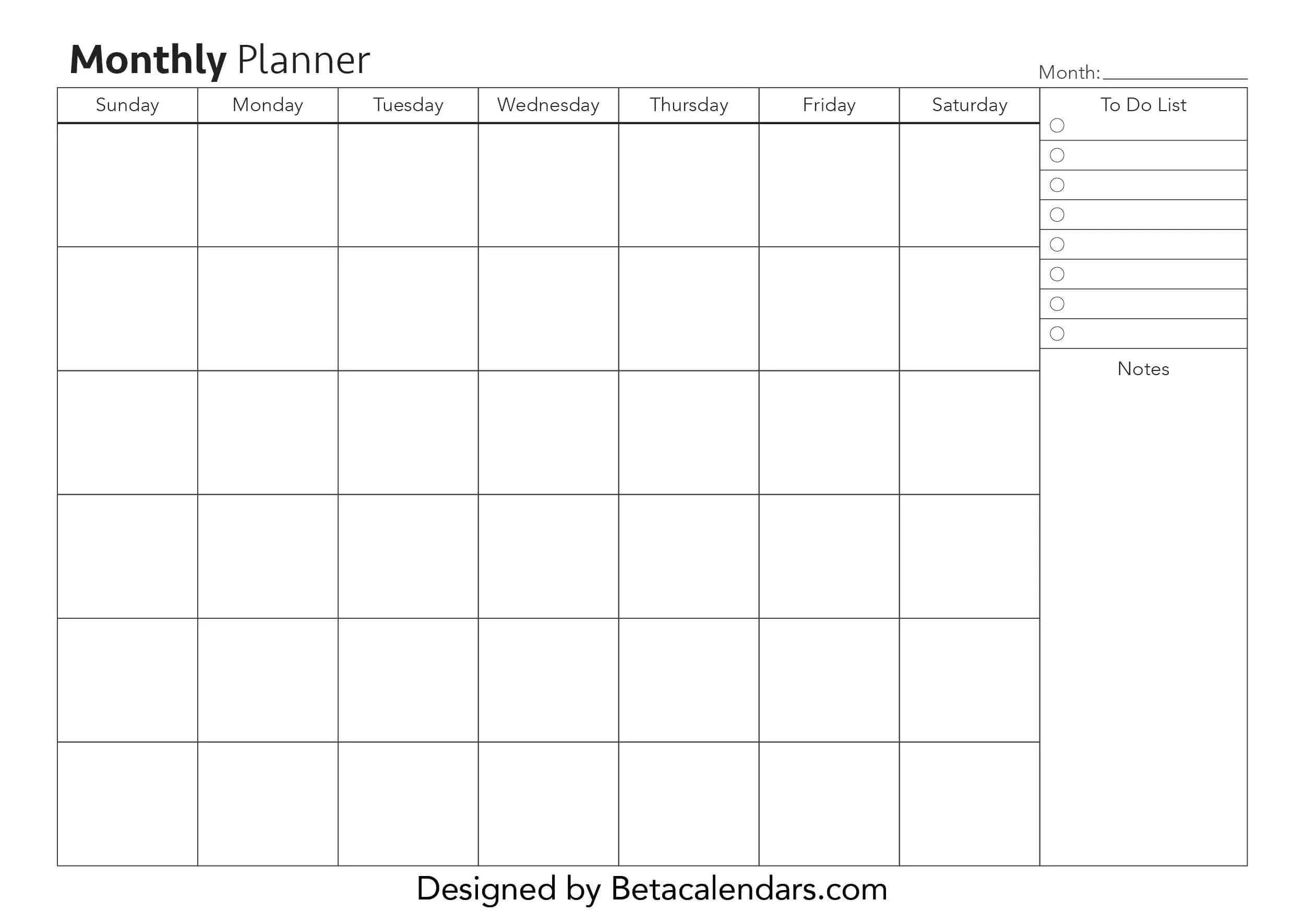 Free Printable Month Planner