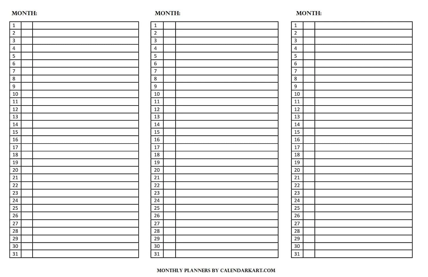 Free Printable Monthly Planner Templates CalendarKart