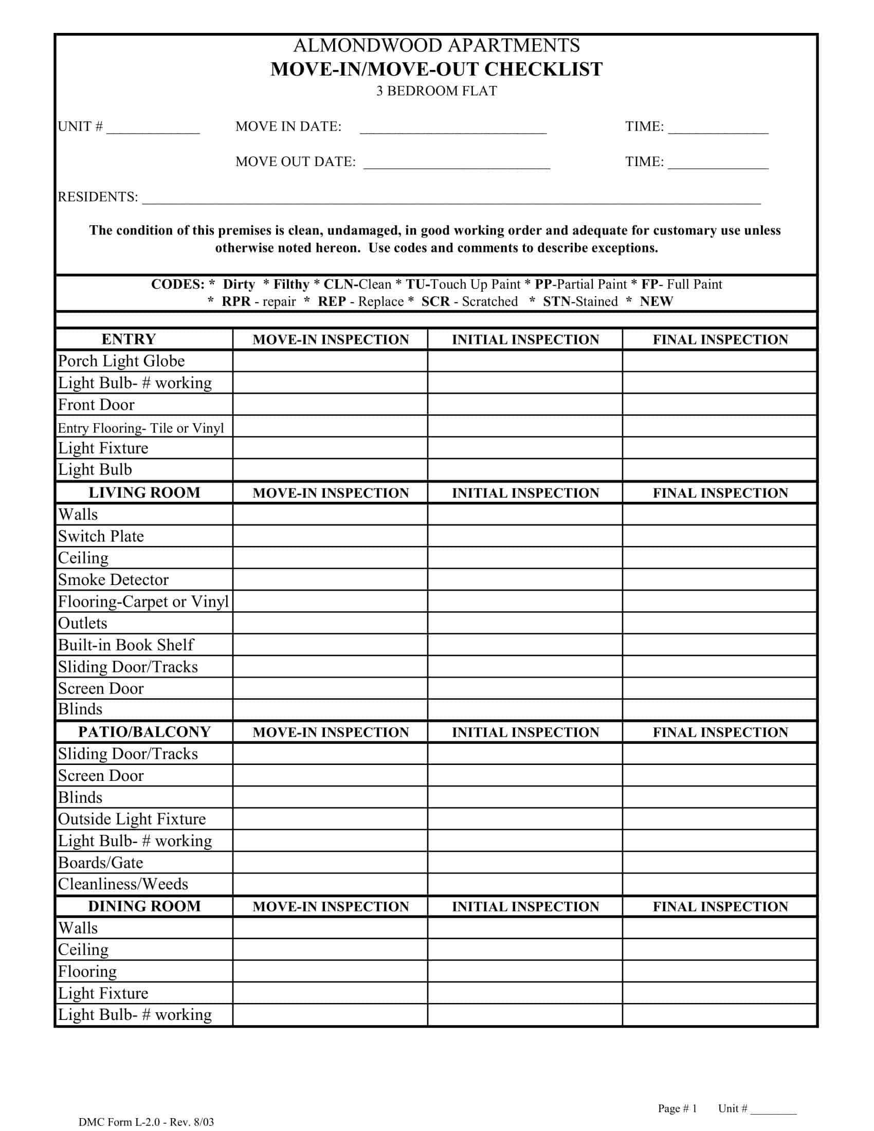 Free Printable Move In Checklist Templates Word PDF Free Printable Move In Checklist Templates Word PDF