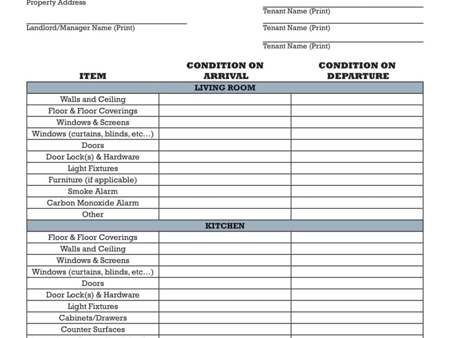 Free Printable Move In Checklist Templates Word PDF