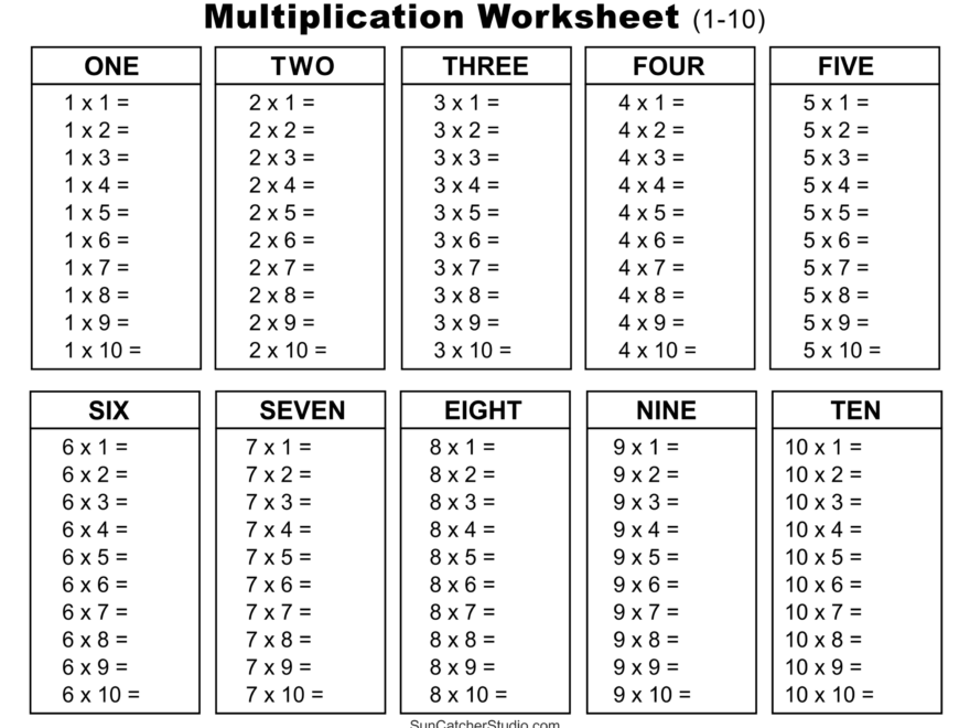 Free Printable Multiplication Table Completed And Blank Kate Worksheets Library