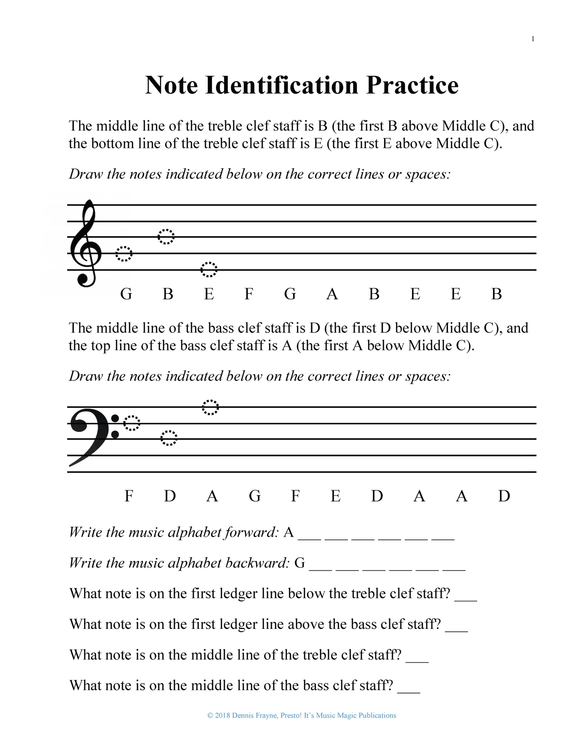 FREE Printable Music Note Naming Worksheets Presto It s Music Magic Publishing