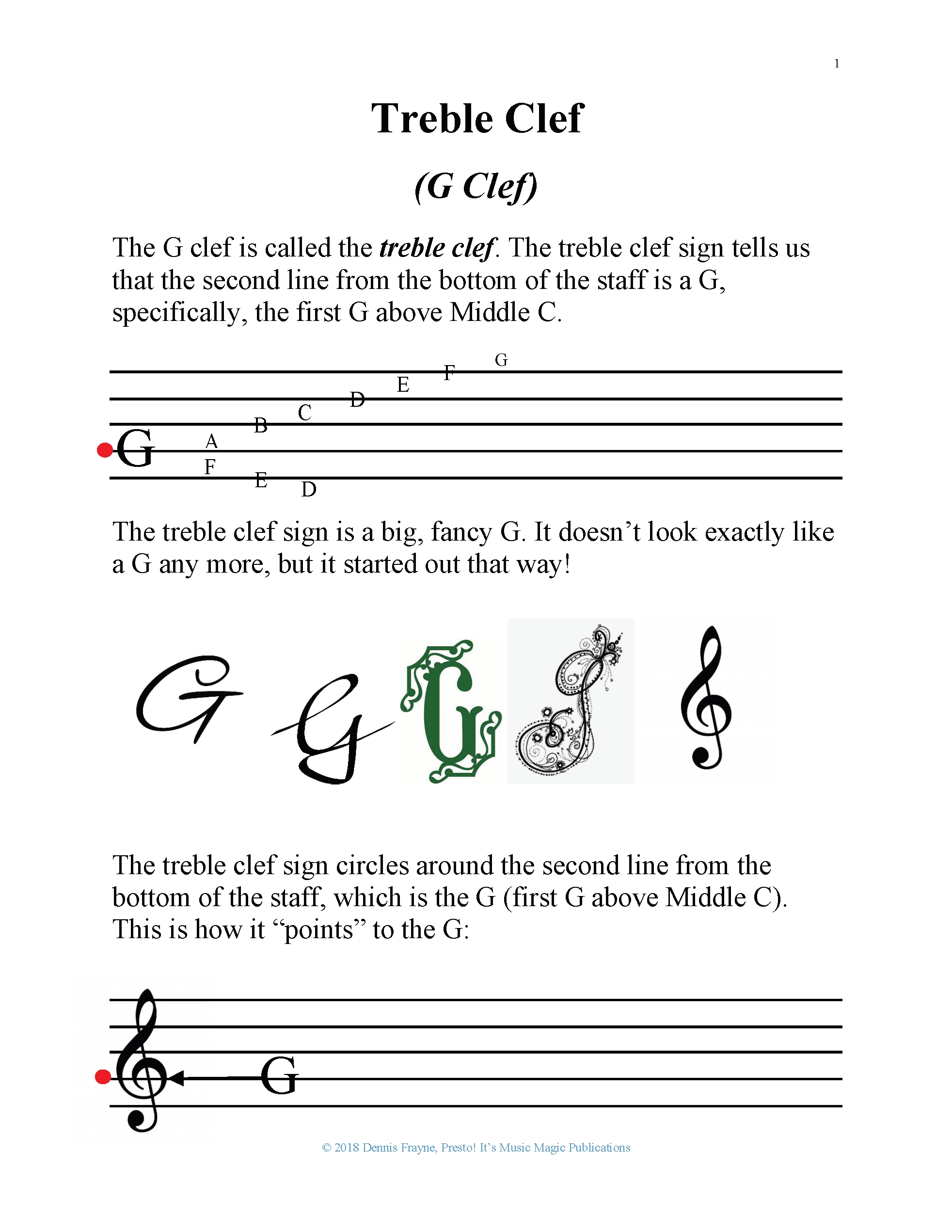 Piano Practice Middle C Printable Sheets