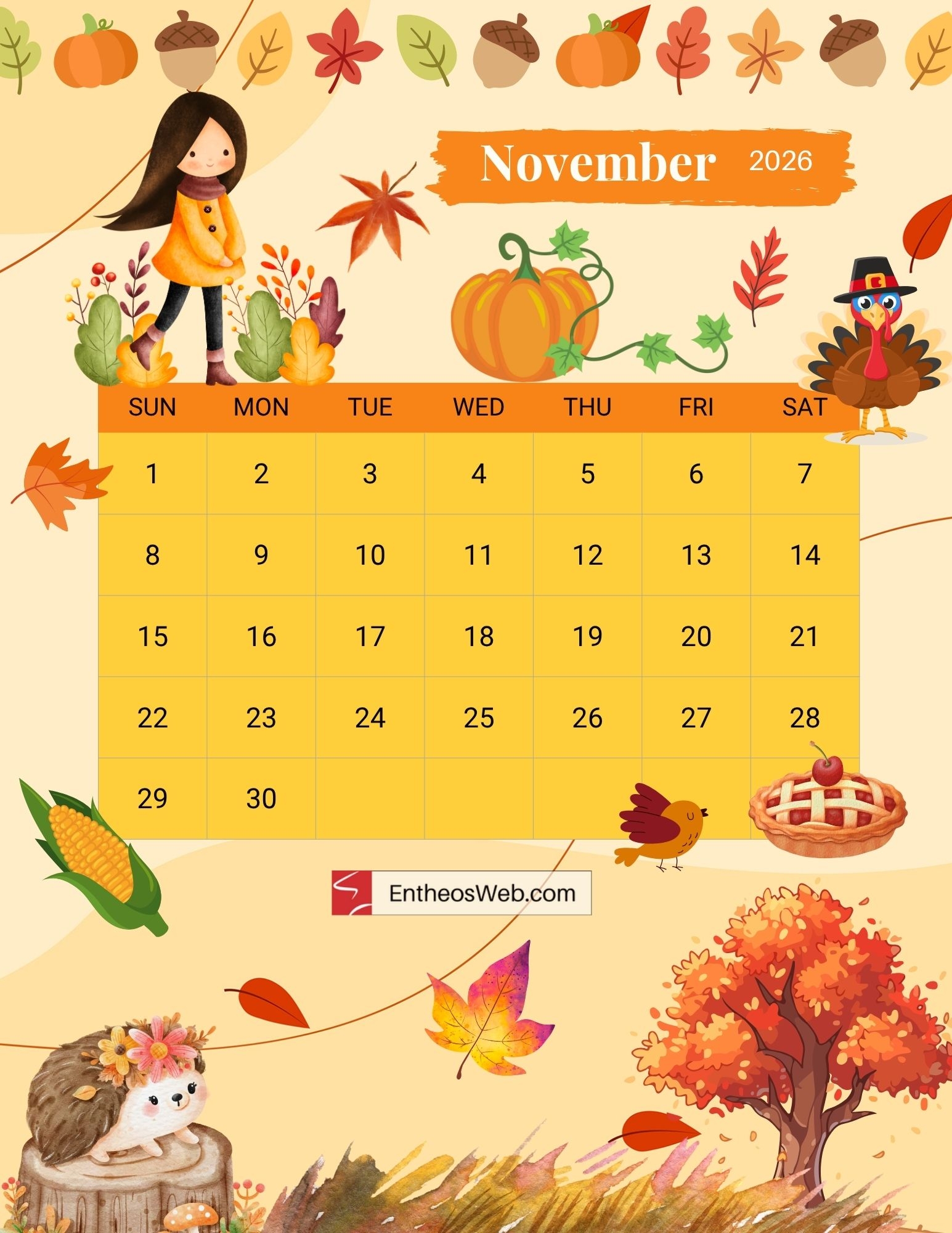 Closed For Thanksgiving 2026 Sign Printable