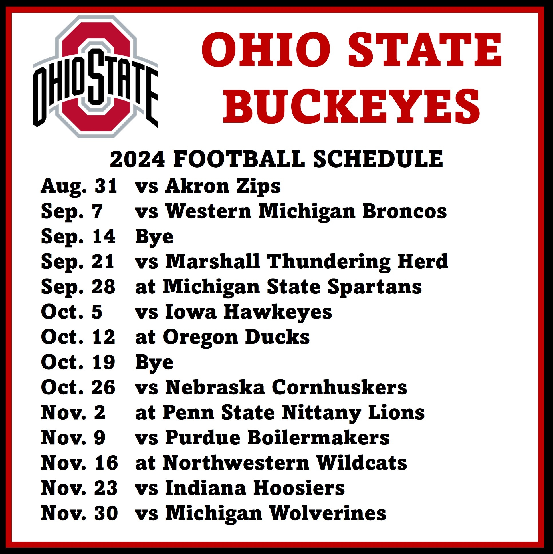 Free Printable Ohio State Football Schedule Download Free Printable Ohio State Football Schedule Png Images Free Worksheets On Clipart Library