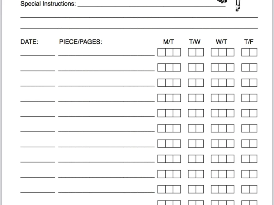Free Printable Piano Practice Record Flanders Family Home Life