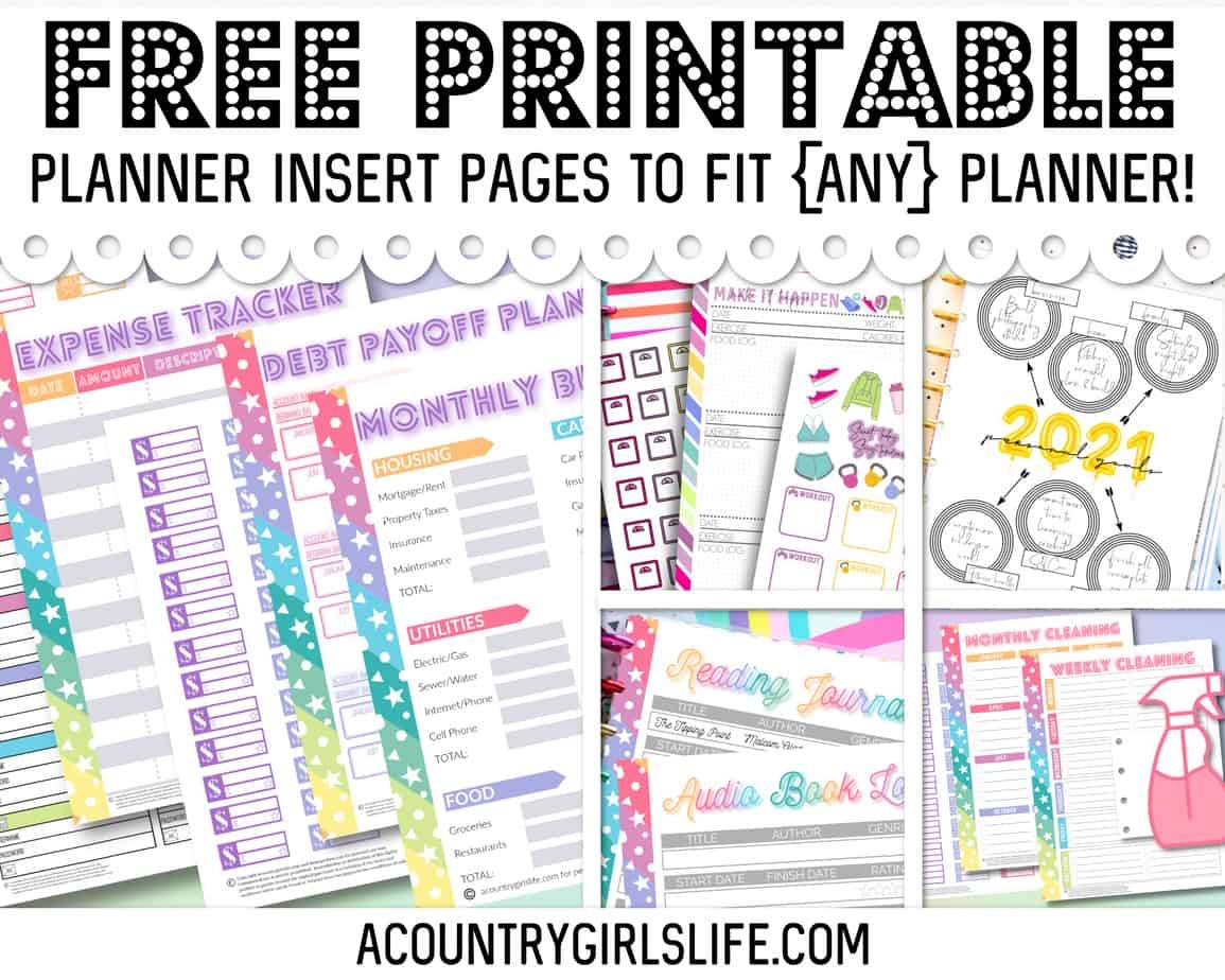 FREE Printable Planner Inserts For ANY Size Planner A Country Girl s Life