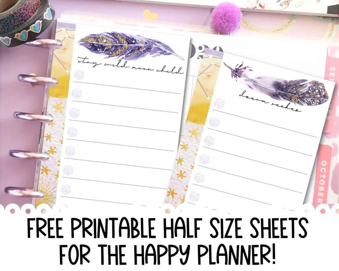 Free Half Sheet Planner Printables