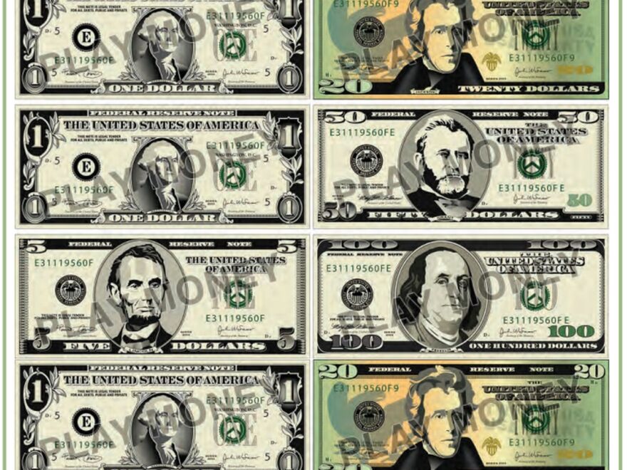 Free Printable Play Money FamilyEducation Worksheets Library