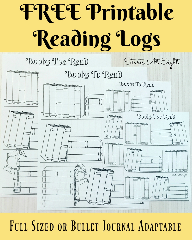 FREE Printable Reading Logs Full Sized Or Adjustable For Your Bullet Journal StartsAtEight