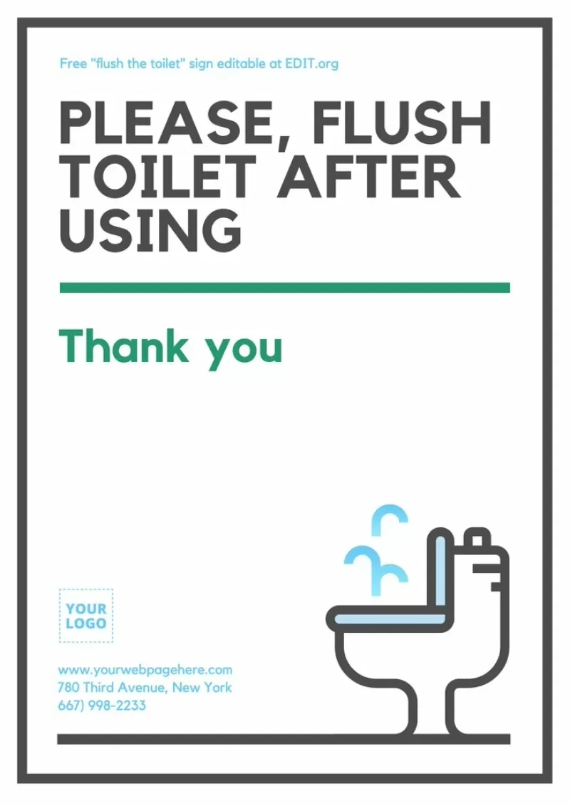 Printable Flush The Toilet Signs