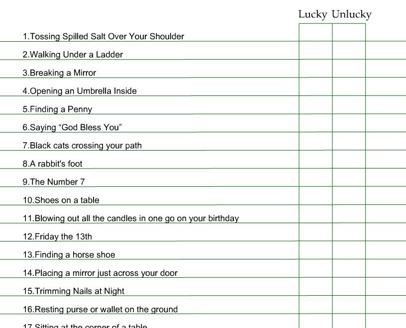 Free Printable Saint Patrick s Day Lucky Or Unlucky Game