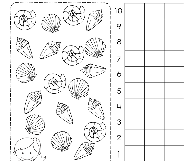 Free Printable Seashell Bar Graph Worksheet