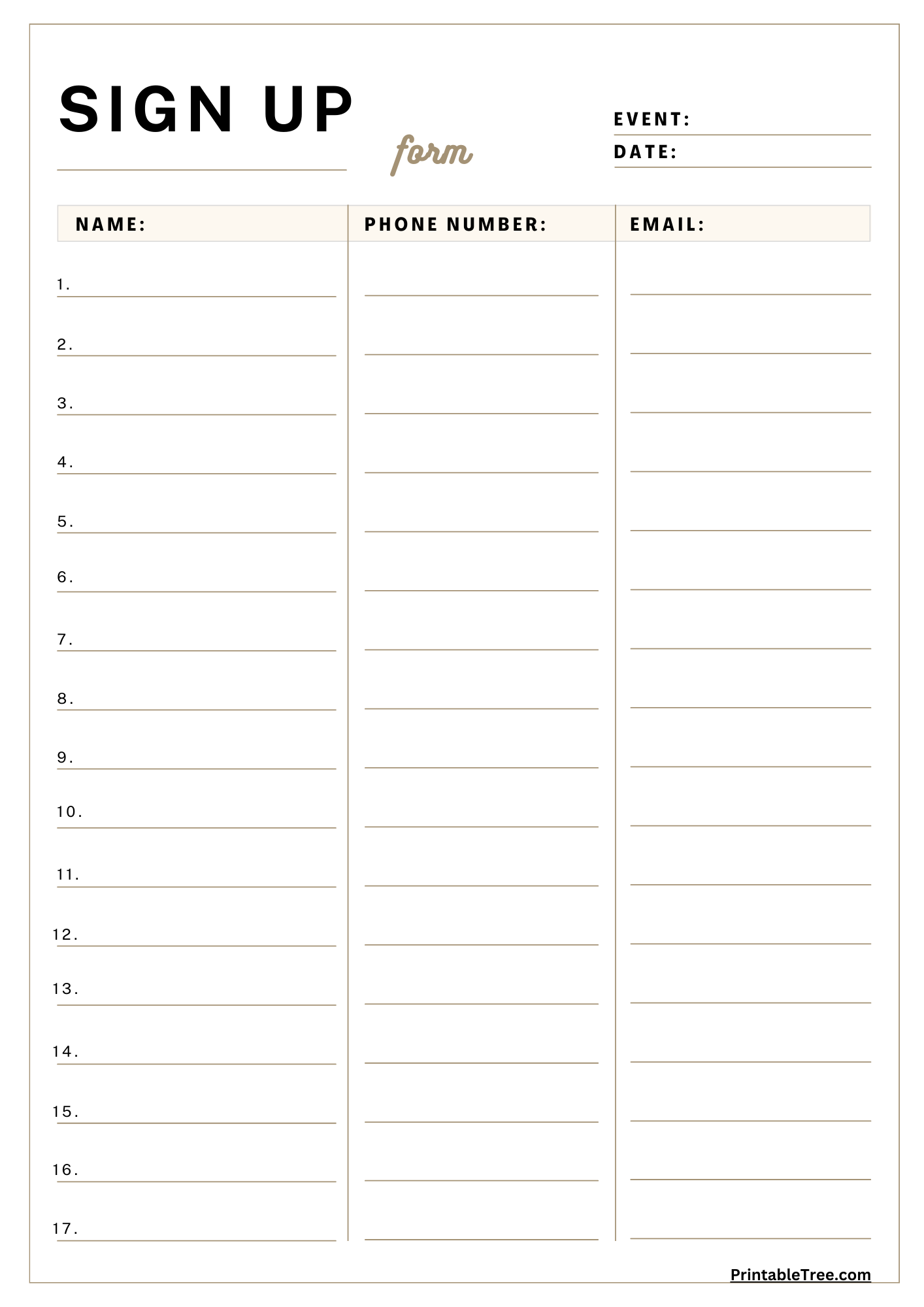 Sign Up Sheets Printable Word Sign Up Sheets Printable Word