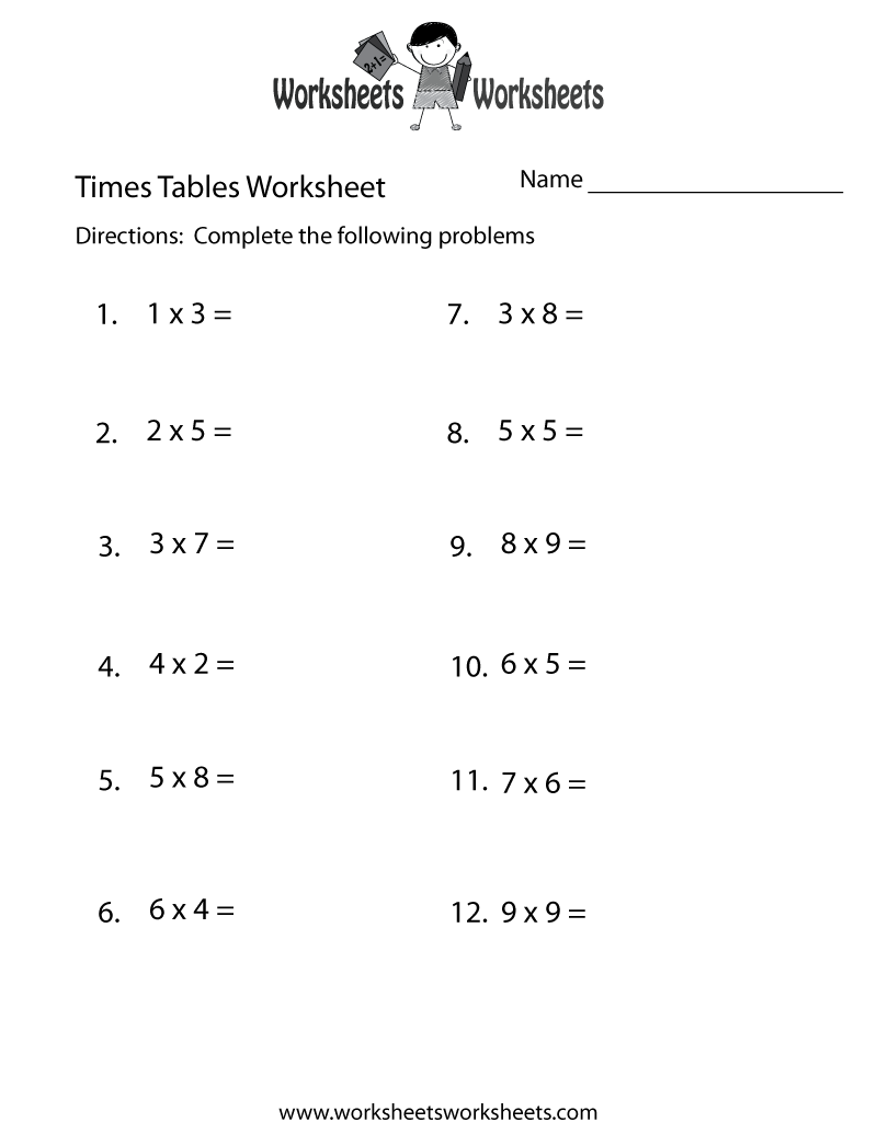 Free Printable Times Tables Test Worksheet Worksheets Library