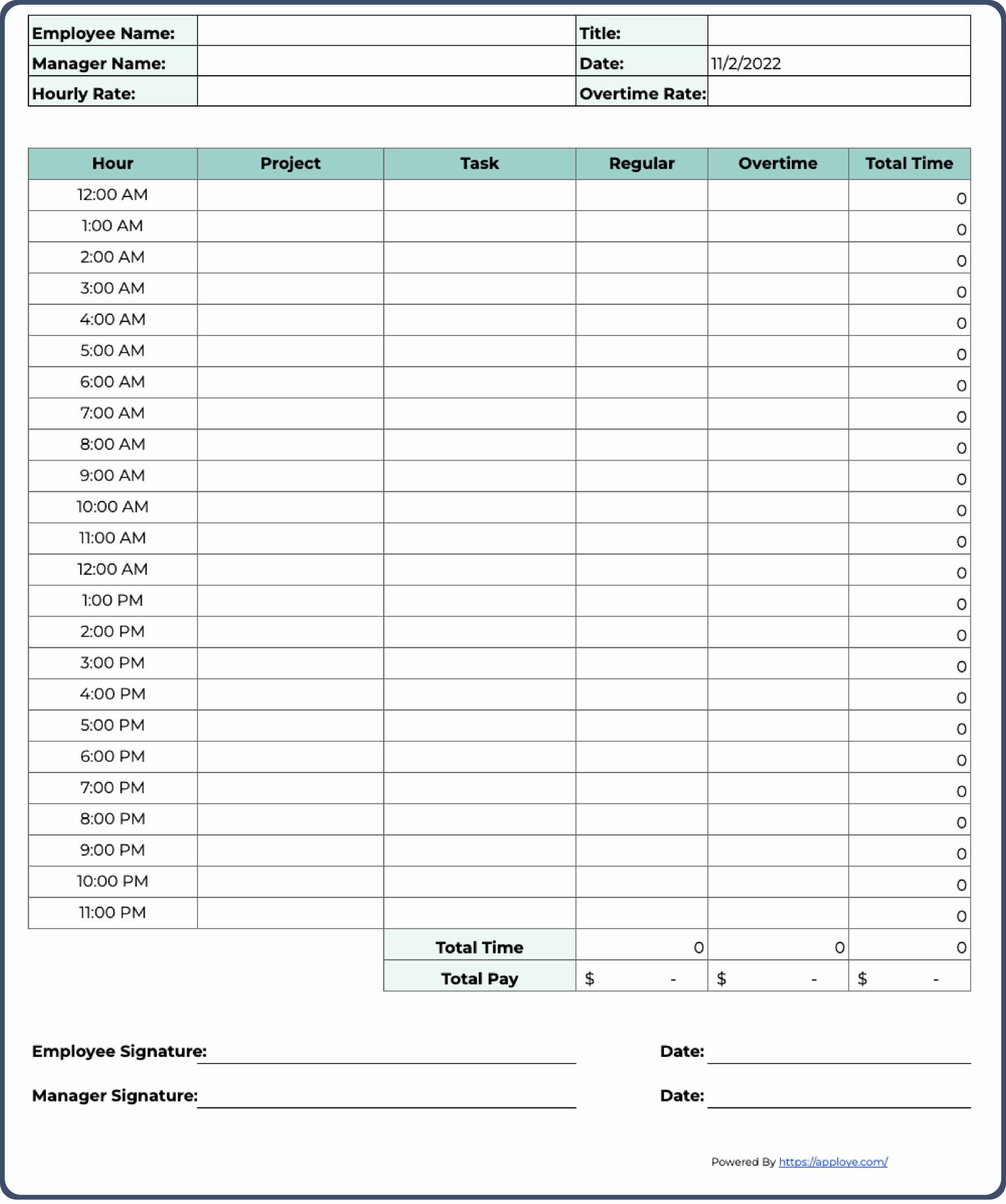 Employee Printable Time Sheets Employee Printable Time Sheets