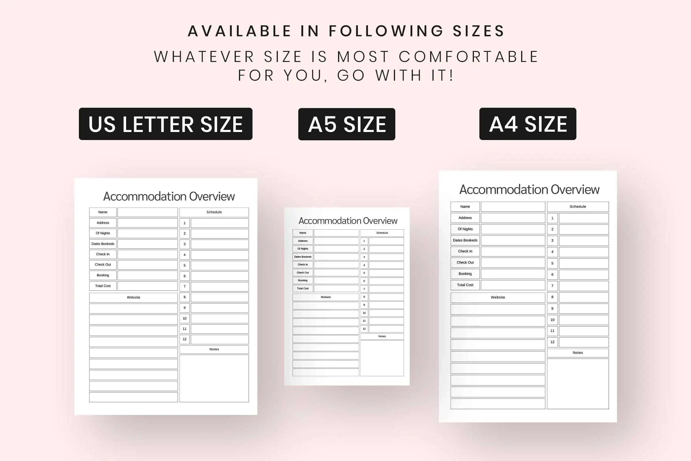 Free A5 Travel Planner Printable Inserts-Pinterest