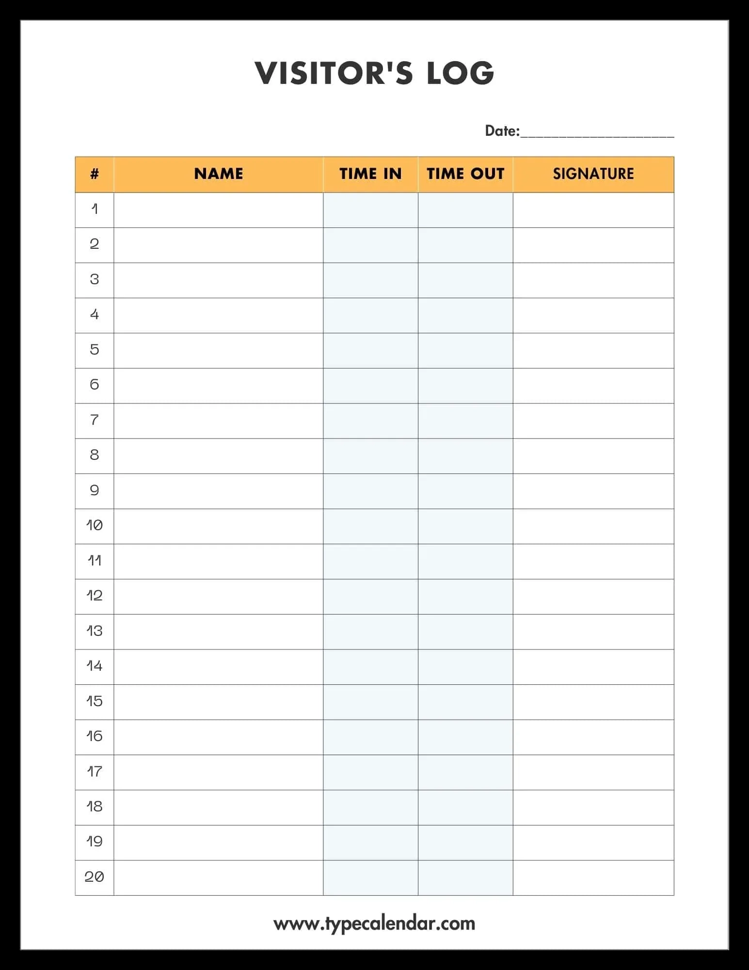 Free Printable Visitor Log Templates PDF Word Excel School Office Free Printable Visitor Log Templates PDF Word Excel School Office