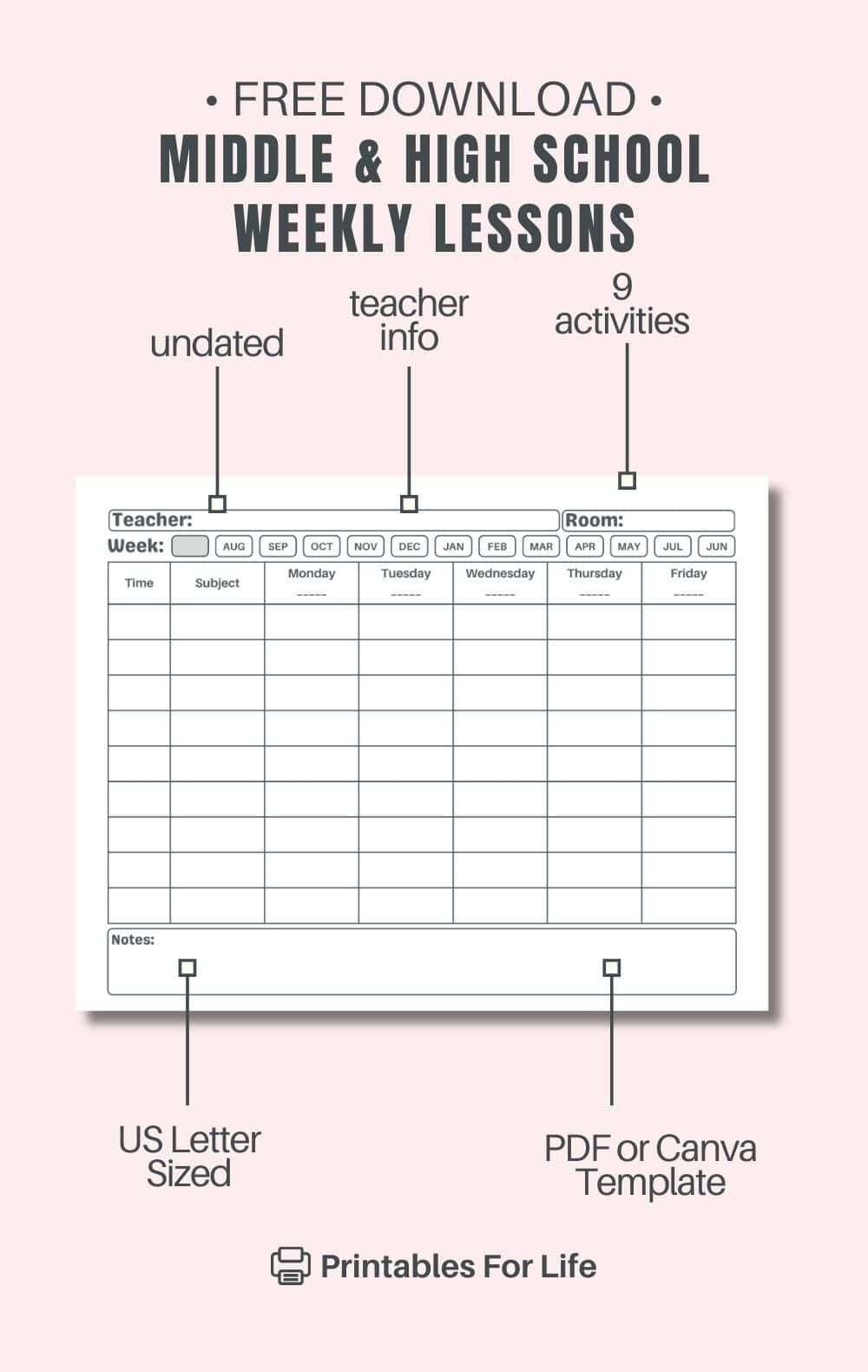 Lesson Plan Sheets Printable Middle School Lesson Plan Sheets Printable Middle School