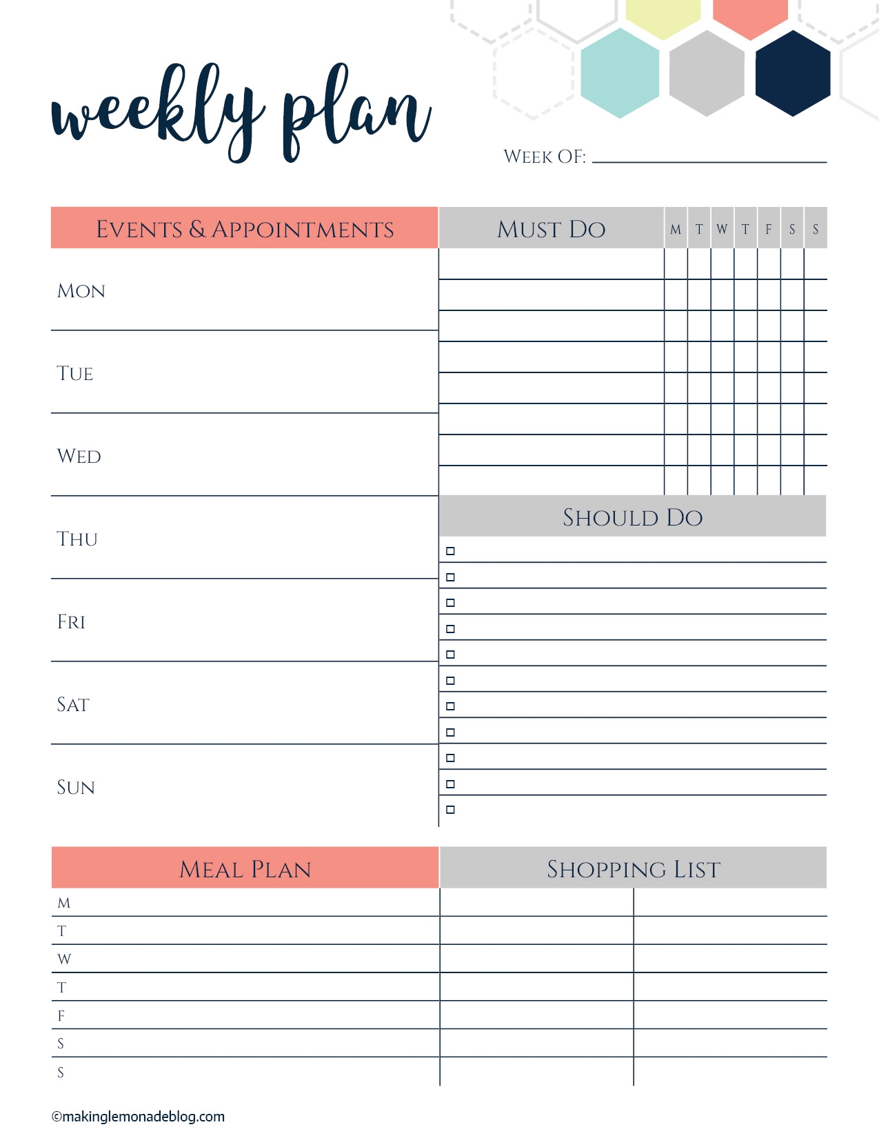 Weekly Planner Free Printable Template