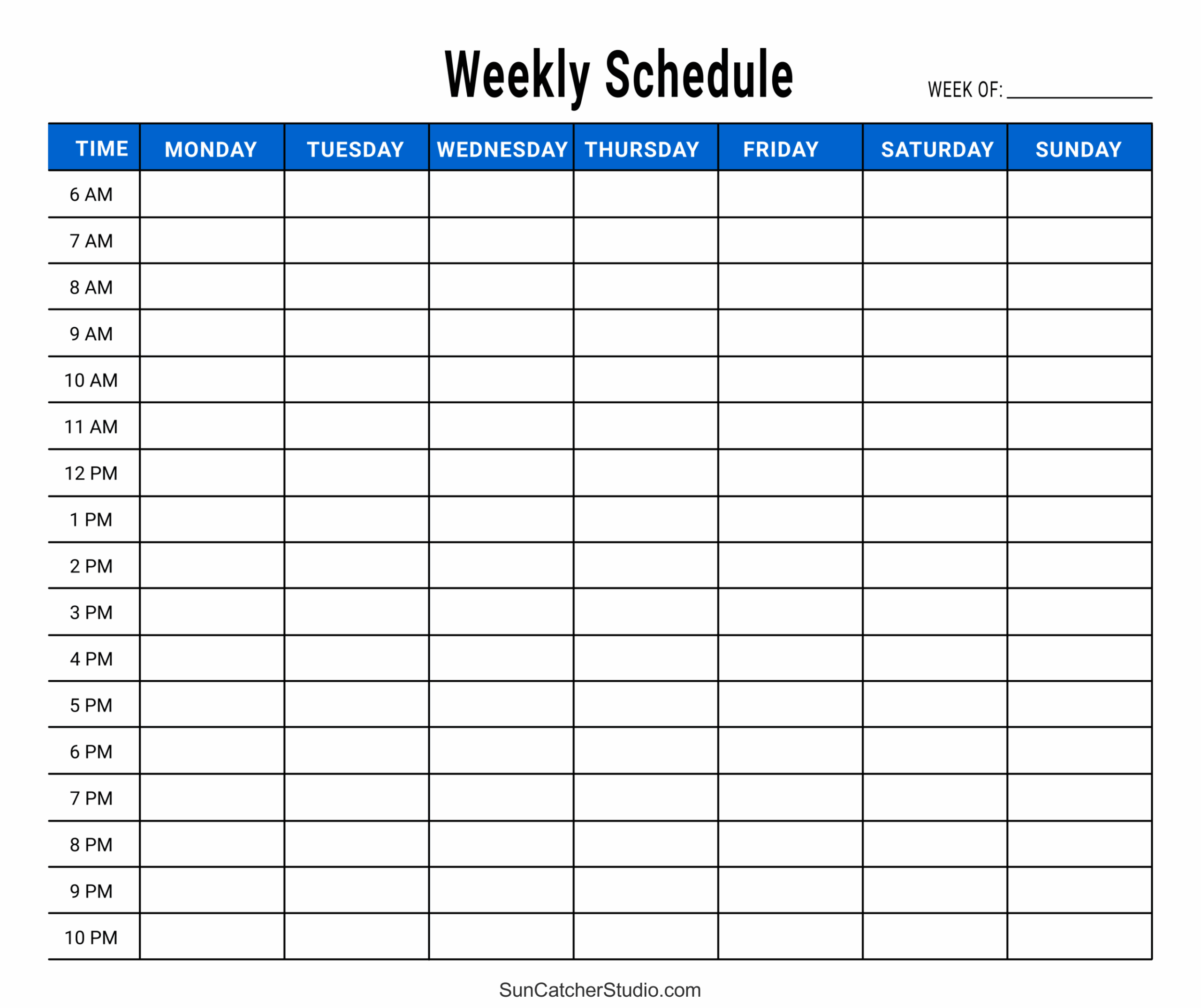 Free Printable Weekly Schedule Template