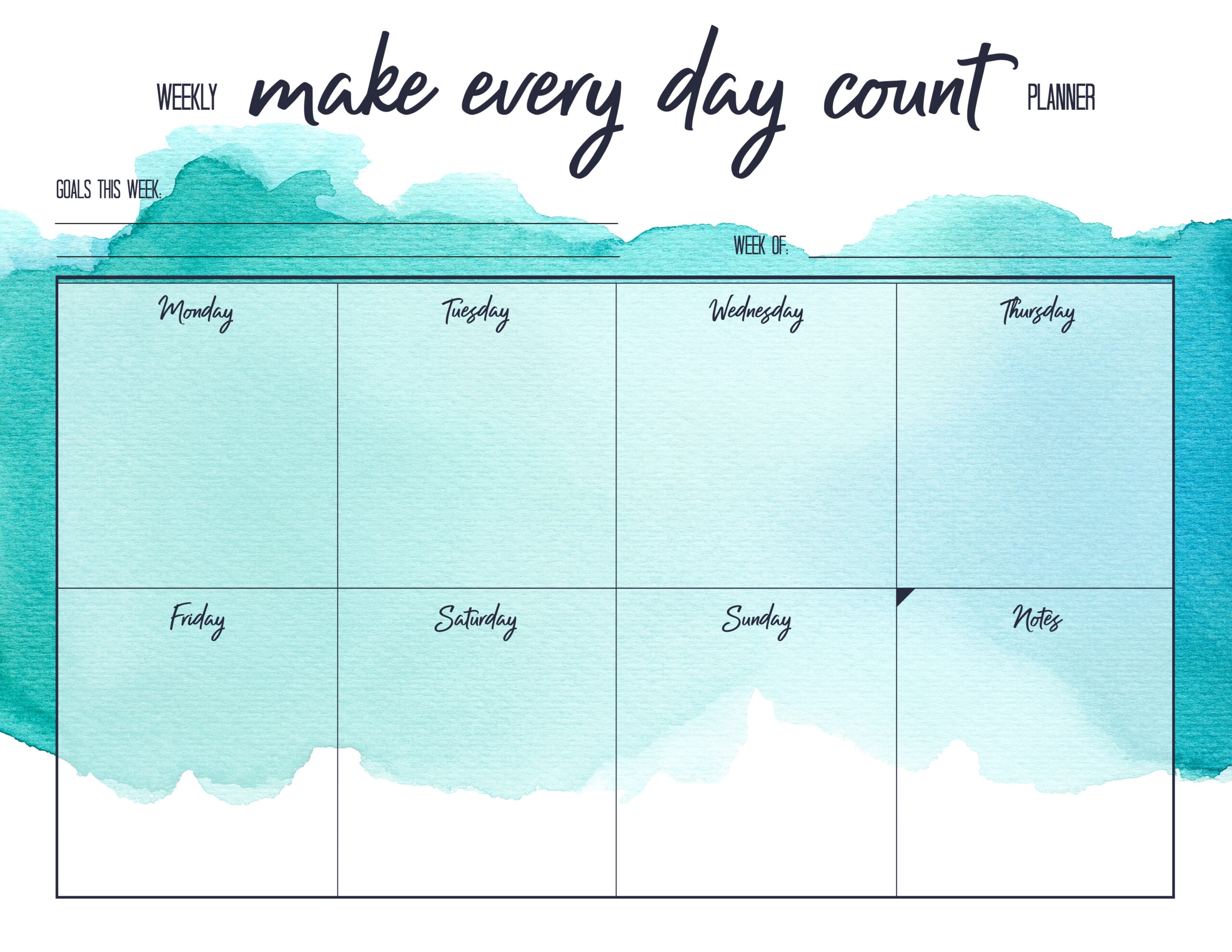 Desktop Weekly Planner Horizontal Printable