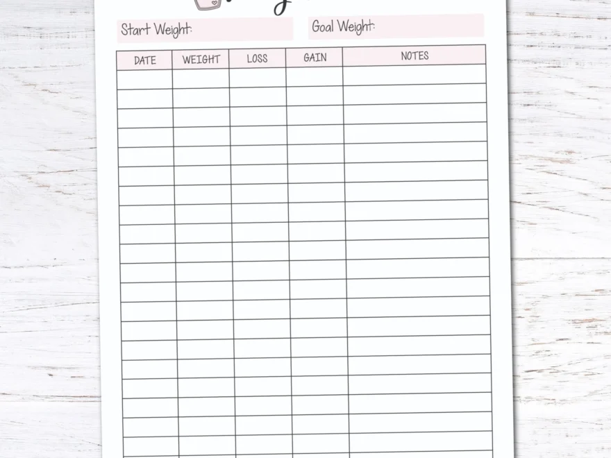 Free Printable Weight Loss Tracker Krafty Planner