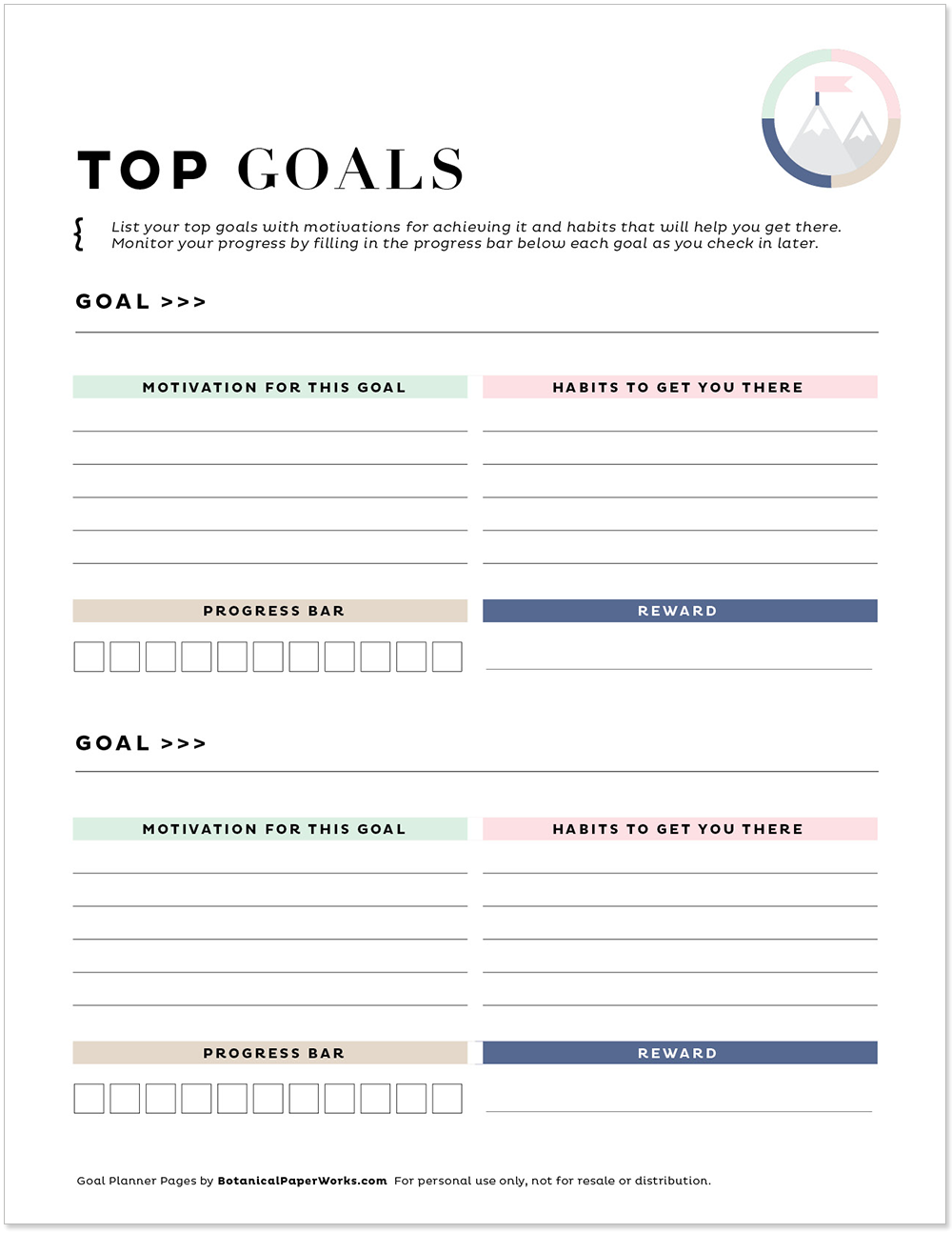 Free Printables Goal Project Planner Pages Botanical PaperWorks Free Printables Goal Project Planner Pages Botanical PaperWorks