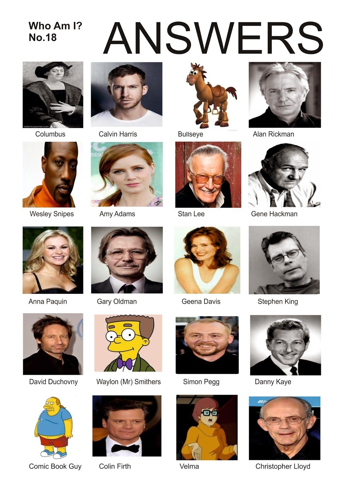 FREE Pub Quiz Picture Rounds FAMOUS PEOPLE 18 Worksheets Library