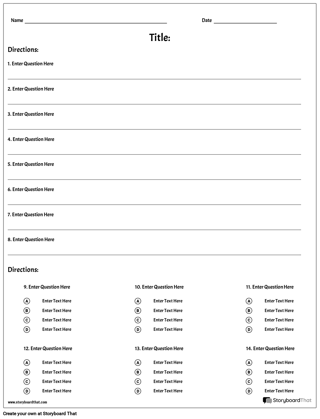 Free Quiz Maker Online Templates For Teachers Tests Worksheets Library
