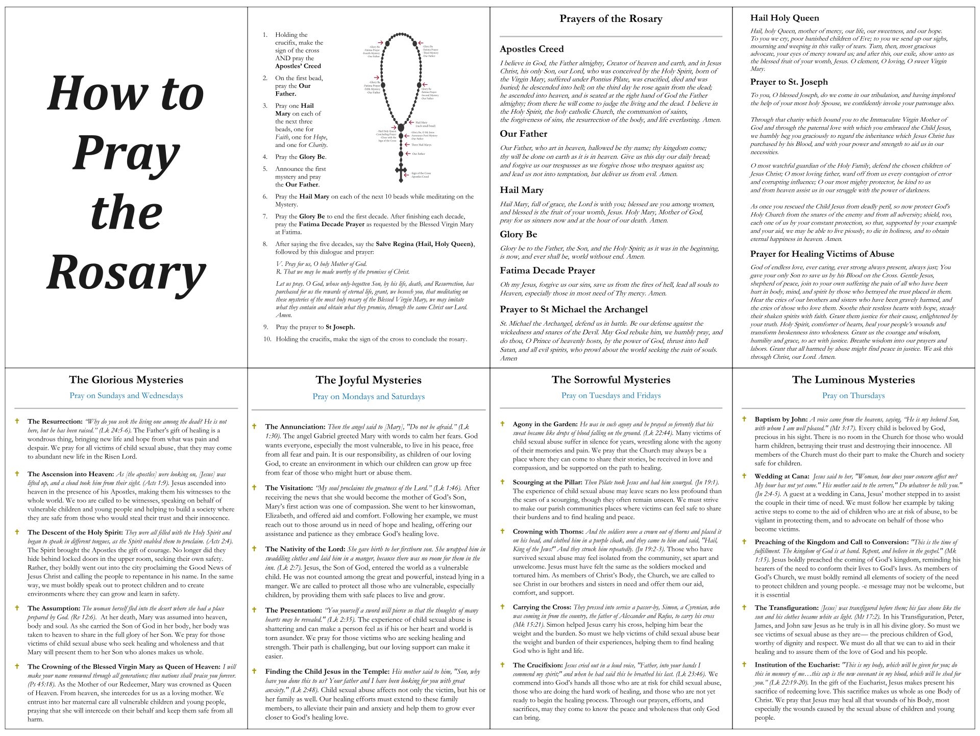 Pocket Rosary Guide Printable Pocket Rosary Guide Printable