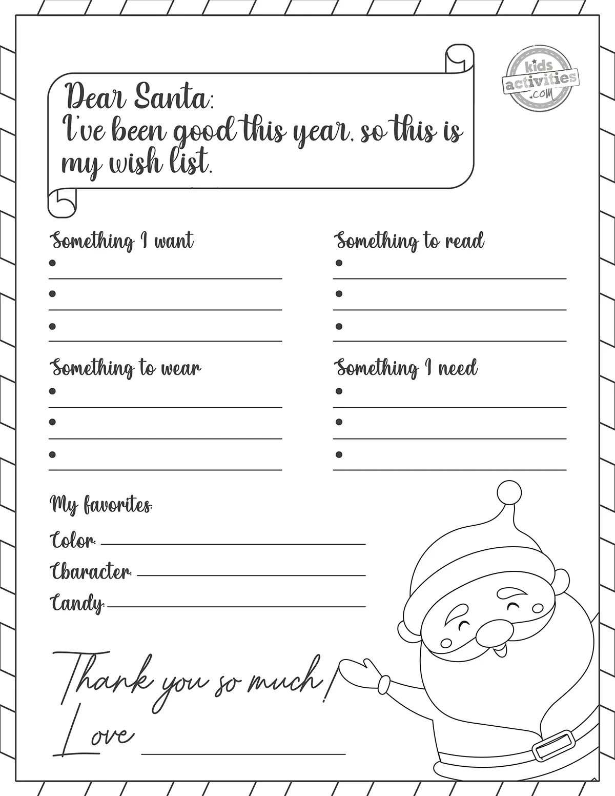 Printable Christmas List Coloring Page