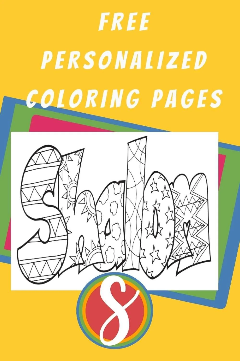 Free SHALOM Coloring Page Stevie Doodles