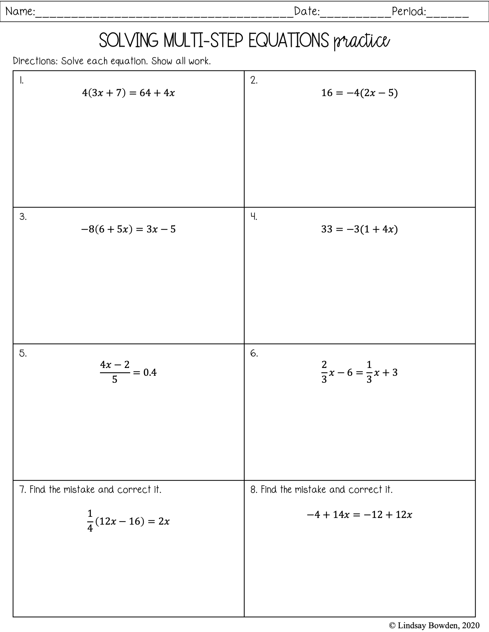Free Solving Multi Step Equations Worksheet Answers Download Free Solving Multi Step Equations Worksheet Answers Png Images Free Worksheets On Clipart Library