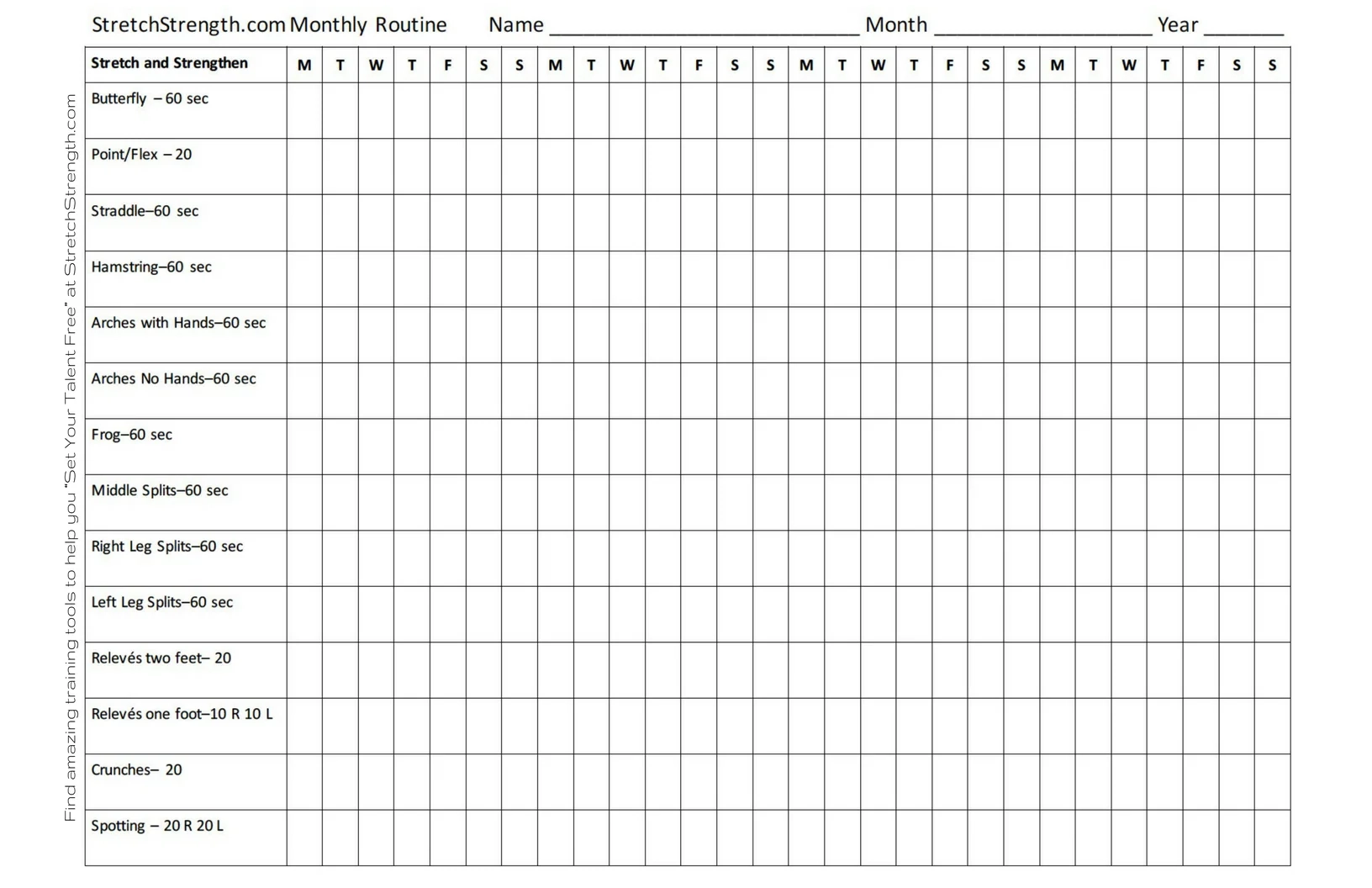 FREE Stretch And Strength Exercise Checklist StretchStrength