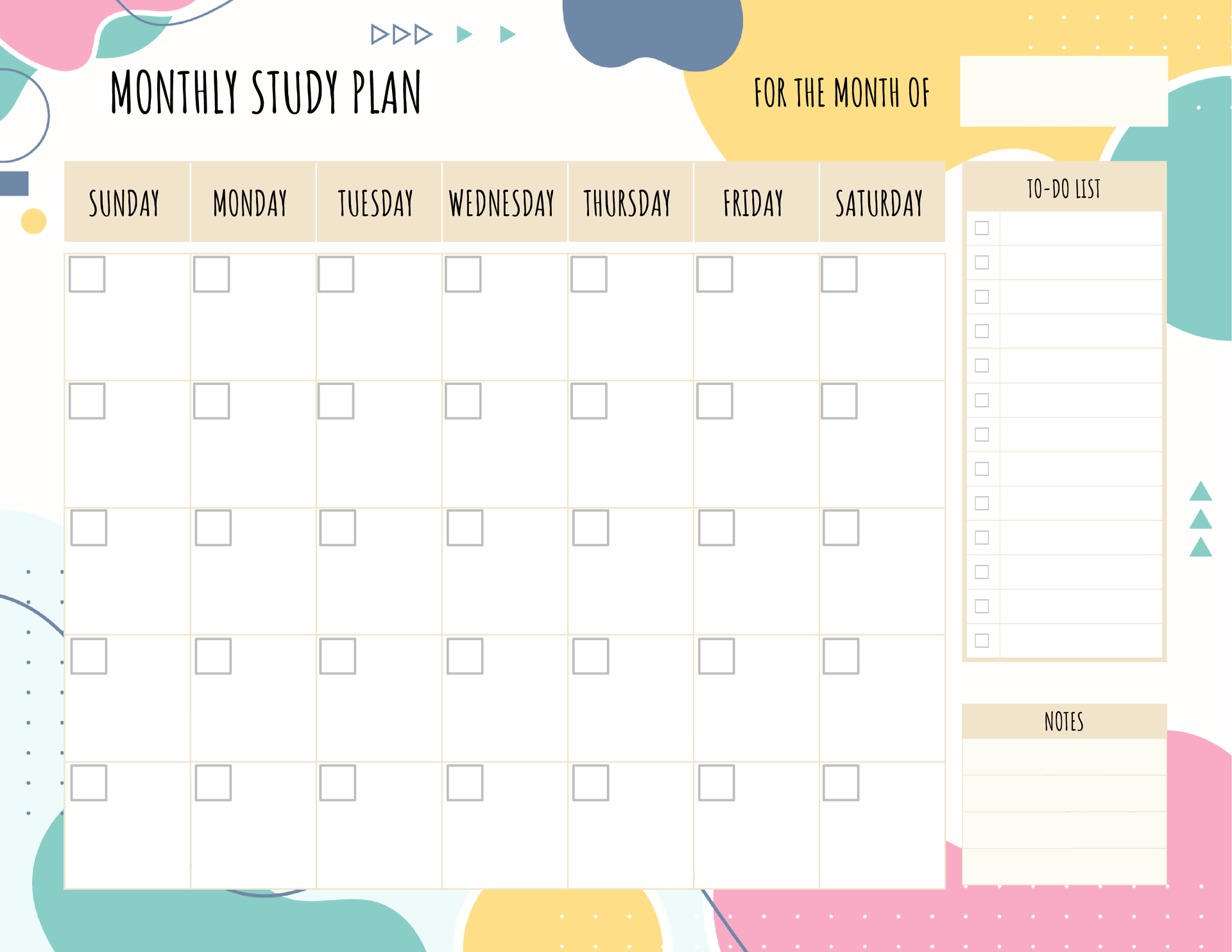 Free Study Plan Templates Edit Print WordLayouts