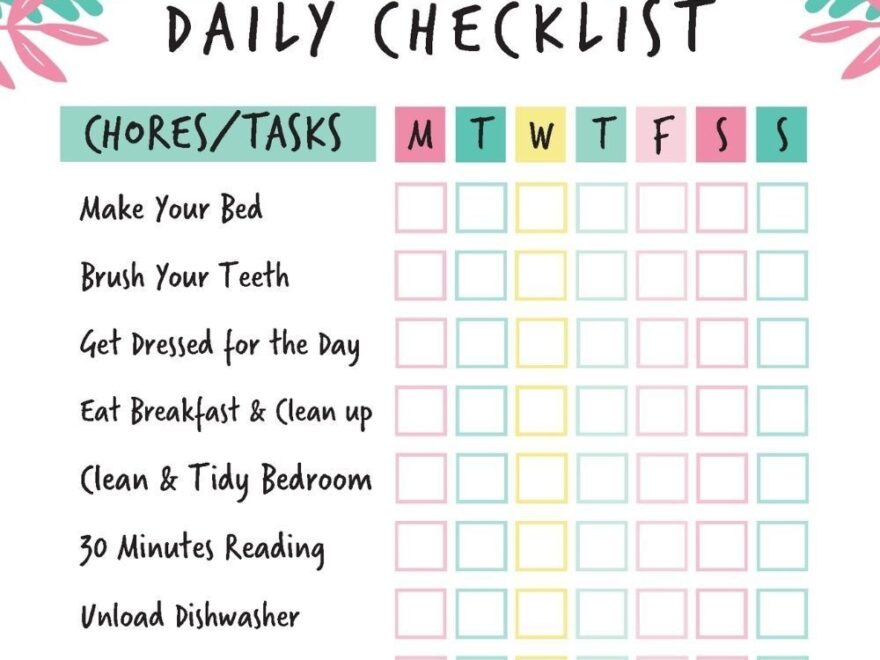 Free Summer Chore Chart To Keep Kids Busy amp Mom Happy Worksheets Library
