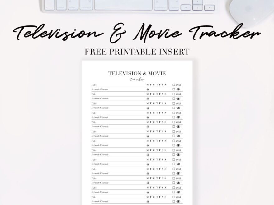 FREE Television Movie Tracker Printable Planner Insert Strange Charmed